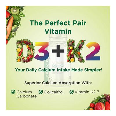 Nirvasa Vitamin D3 + K2 Capsule 60's - Multi-Vitamins