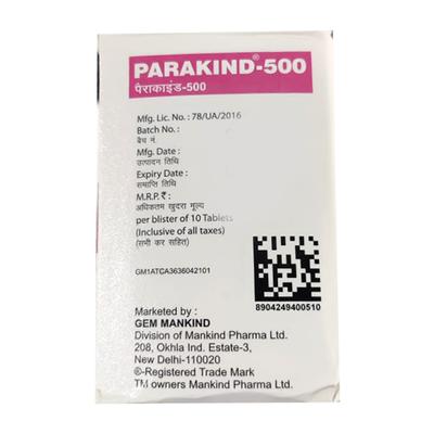 Parakind 500mg Tablet 10'S - Fever-Ana