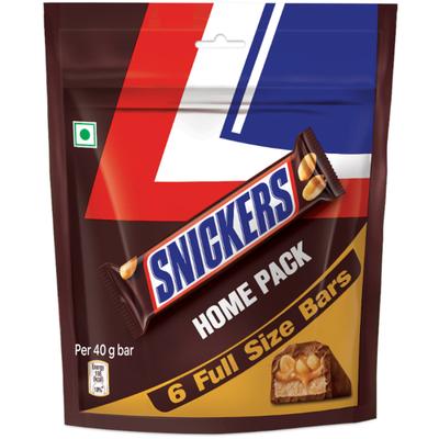 Snickers Home Pack Chocolate Bars (Pack of 6 x 40 gm) 1's - Nutritional Bars