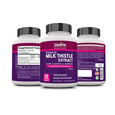 Zenith Nutrition Silymarin Milk Thistle 400 mg Capsule 60's - Herbal Dietary Supplement