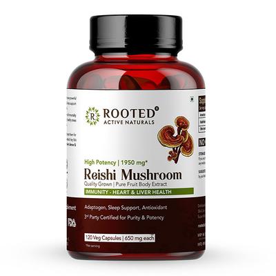 Rooted Active Naturals Reishi Mushroom Veg Capsule 120's - Pure Herbs