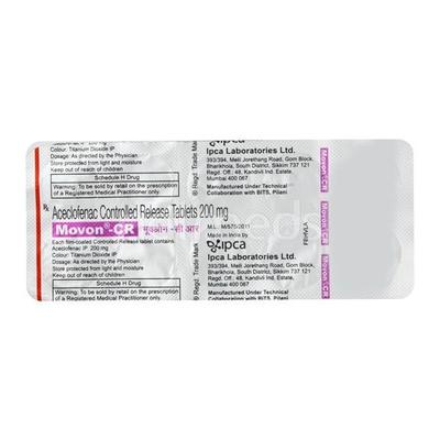 Movon CR 200mg Tablet 10'S - Pain relief-Nsa