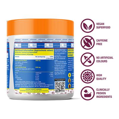 Fast&Up Plant Based Energy Superfoods Powder - Unflavoured 300 gm - Energy Drinks