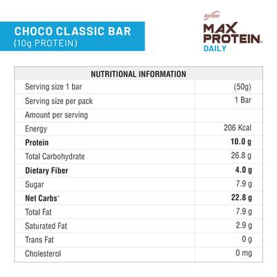 RiteBite Max Protein Daily Choco Classic Bar (Pack of 6 x 50 gm) - Nutritional Bars
