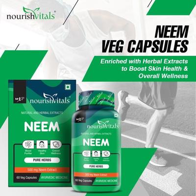 NourishVitals Neem 500 mg Veg Capsule 60's - Hair & Skin