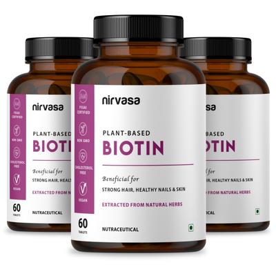 Nirvasa Plant Based Biotin Tablet (Pack of 3 x 60's) 1's - Hair & Skin