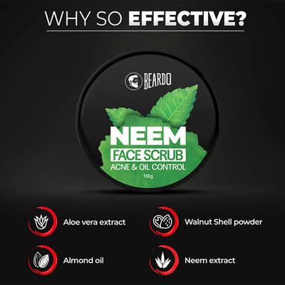 Beardo Face Scrub - Neem 100 gm - Face Scrubs