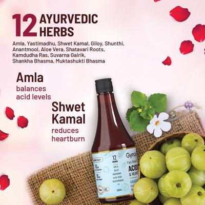 Gynoveda Ayurvedic Acidity & Heartburn Anasid Syrup - Rose 200 ml - Herbal Dietary Supplement