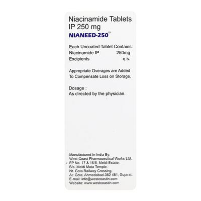 WEST COAST NIANEED 250 NIACINAMIDE 250MG TABLETS 60'S - Hair & Skin