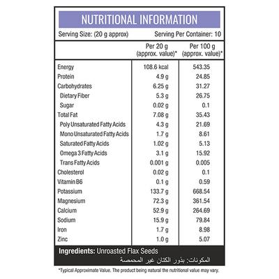 NourishVitals Flax Raw Unroasted Seeds 200 gm - Nutritional Bars