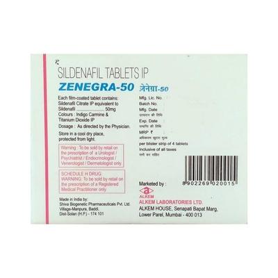 Zenegra 50mg Tablet 4'S - Impotence/Erectile Dysfunction (Ed)