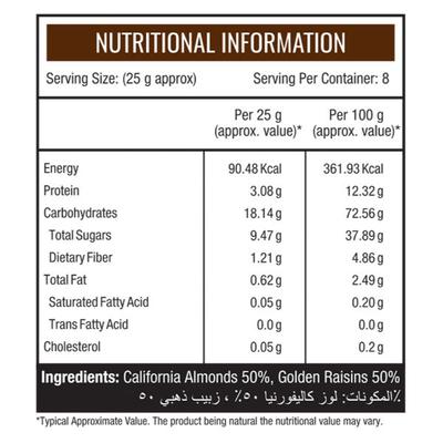 NourishVitals Almonds and Raisins Scrumptious Mix 200 gm - Nutritional Bars