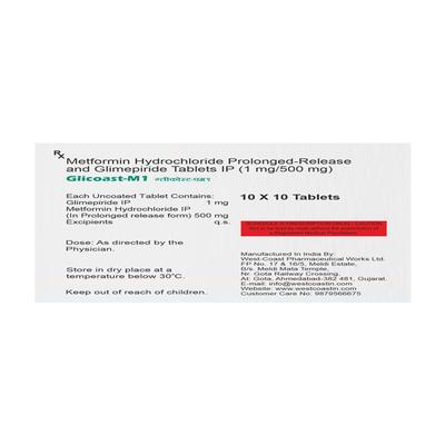 GLICOAST M 1 Tablet 10's - Diabetes-Ant