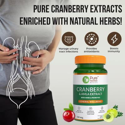 Pure Nutrition Cranberry & Amla Extract Capsule 60's - Energy Drinks