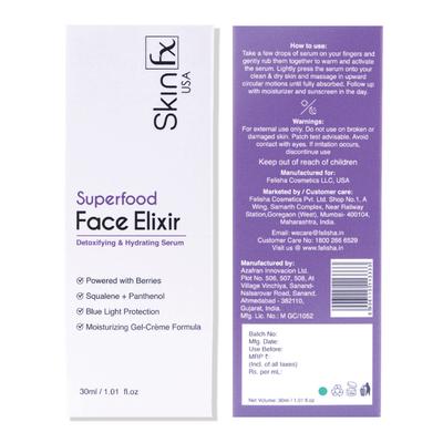 Skin Fx Superfood Face Elixir Serum - Detoxifying & Hydrating (Berries) 30 ml - Face Serum