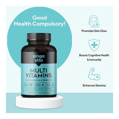 Zingavita Multivitamins with Probiotics & Prebiotics Tablet 120's - Multi-Vitamins