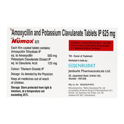 NUMOX 625mg Tablet 10's - Bacterial Infections-Pen