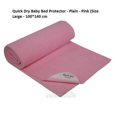 Quick Dry Baby Bed Protector - Plain Pink (L) - Baby Bedding