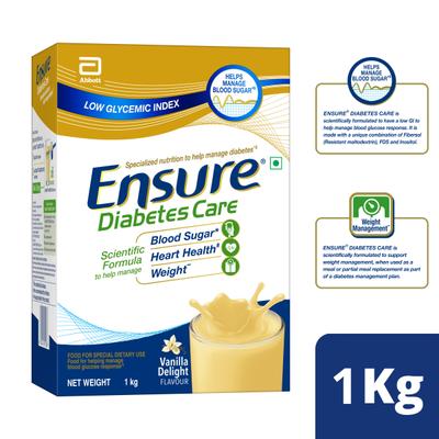 Ensure Diabetes Care Powder - Vanilla Flavour 1 kg (Refill Pack) - Diabetes (Fitness)