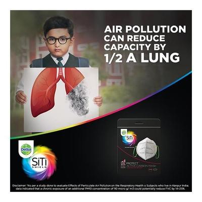 Dettol Siti Shield Air-Pollution Mask - Carbon Activated 1's - Face Masks