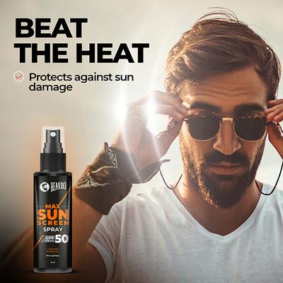 Beardo SPF 50 Pa+++ Max Sunscreen Spray UVA/UVB Protection 50 ml - Face Sunscreen