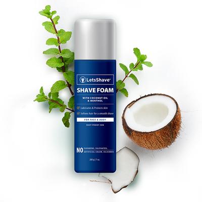 LetsShave Shave Foam - Coconut Oil & Menthol 200 gm - Shaving Creams