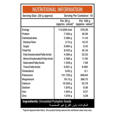 NourishVitals Pumpkin Raw Unroasted Seeds 200 gm - Nutritional Bars