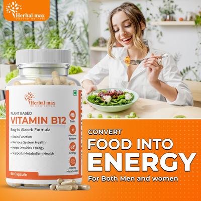 Herbal Max Plant Based Vitamins B12 Capsule 60's - Multi-Vitamins
