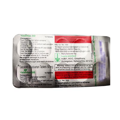 VALENTAS 50 Tablet 10's - Heart Failure-Ant