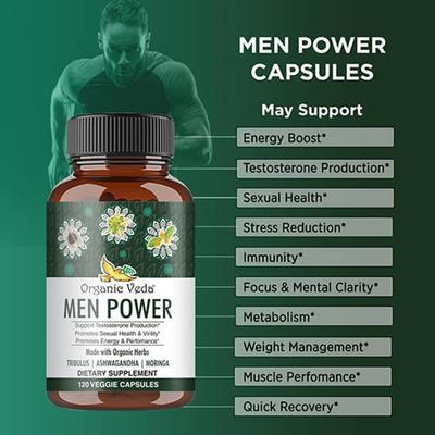 Organic Veda Men Power Veg Capsule 120's - Sexual Healthcare
