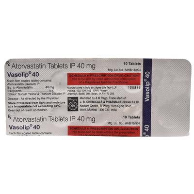 VASOLIP 40 Tablet 10's - High Cholesterol-Dys