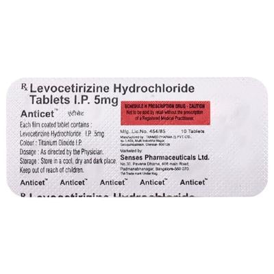 Anticet 5mg Tablet 10'S - Allergies-Ant