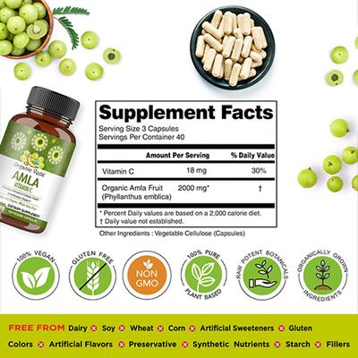 Organic Veda Amla Vitamin C 2000 mg Veg Capsule 120's - Pure Herbs