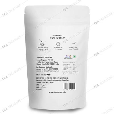Tea Treasure White Tea Leaves - Silver Needle 50 gm (Pouch) - Teas