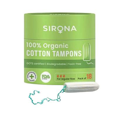 Sirona Regular Flow 100% Organic Cotton Tampons (Pack of 18) 1's - Tampons