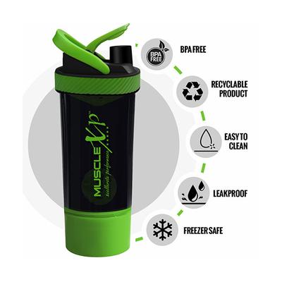 MuscleXP Power XP Gym Shaker - Black & Green 700 ml - Workout Essentials