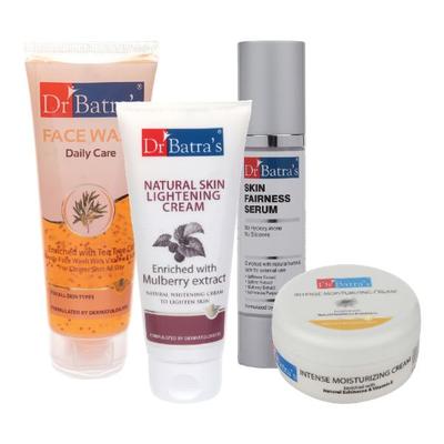 Dr Batra's Daily Care Face Wash 100 gm + Natural Skin Lightening Cream 100 gm + Skin Fairness Serum 50 gm + Intense Moisturizing Cream 100 gm - Personal Care (Ayush)