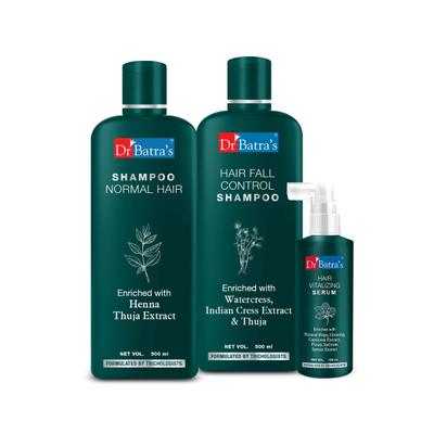 Dr Batra's Shampoo 500 ml + Hair Fall Control Shampoo 500 ml + Hair Vitalizing Serum 125 ml - Hair Treatment