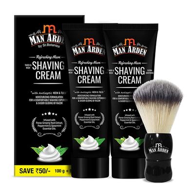 Man Arden Elegant Black Shaving Brush + Refreshing Neem Shaving Cream 200 gm - Shaving Brushes