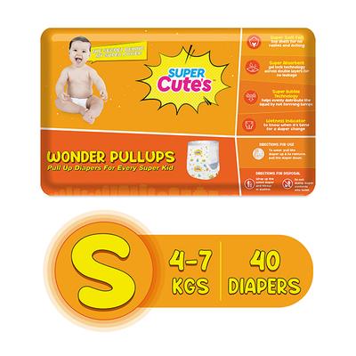Super Cute's Wonder Pullups Diaper - (S) (4 - 7 kg) 40's - Diapers & Wipes