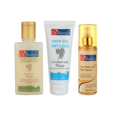 Dr Batra's Dandruff Cleansing Shampoo 100 ml + Wet Look Hair Gel 100 gm + Anti-Dandruff Hair Serum 125 ml - Personal Care (Ayush)