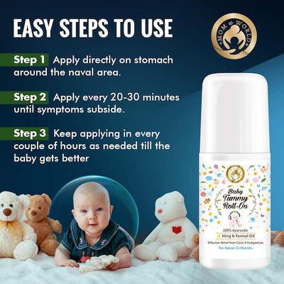 Mom & World Baby Tummy Roll On - Hing & Fennel Oil 50 ml - Creams, Lotions & Oils