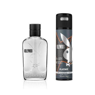 Playboy Hollywood For Men Gift Set (Eau de Toilette 100ml + Body Spray 150ml) 250 ml - Men Perfumes (Edt/Edp)
