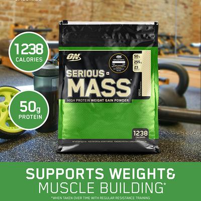 Optimum Nutrition (ON) Serious Mass Powder - Vanilla Flavour 12 lb - Weight Gain