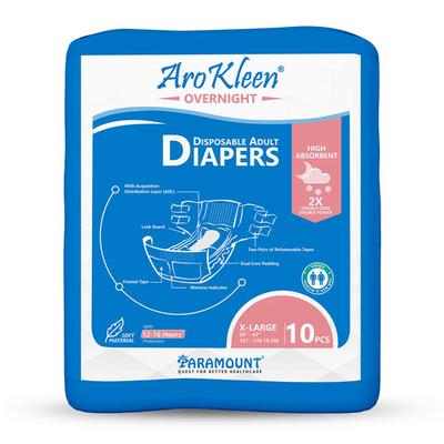 AroKleen Overnight Disposable Adult Diapers (XL) (127 cm - 170.18 cm) (Pack of 3 x 10's) 1's - Adult Diapers & Pads