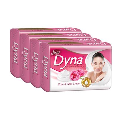 Dyna Beauty Soap - Rose Extract & Milk Cream(Pack of 4 x 125 gm) - Soaps