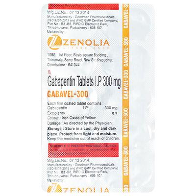 GABAVEL 300mg Tablet 10's - Epilepsy/Convulsion-Ant