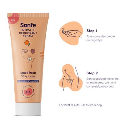 Sanfe Intimate Deodorant Cream - Grapefruit & Tangerine 50 gm - Intimate Care