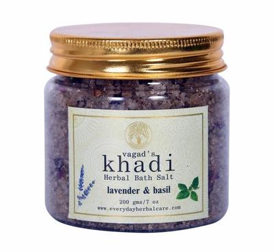 Vagad's Khadi Herbal Bath Salt - Lavender Basil 200 gm - Personal Care (Ayush)