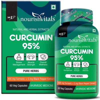 NourishVitals Curcumin 500 mg Veg Capsule 60's - Herbal Dietary Supplement